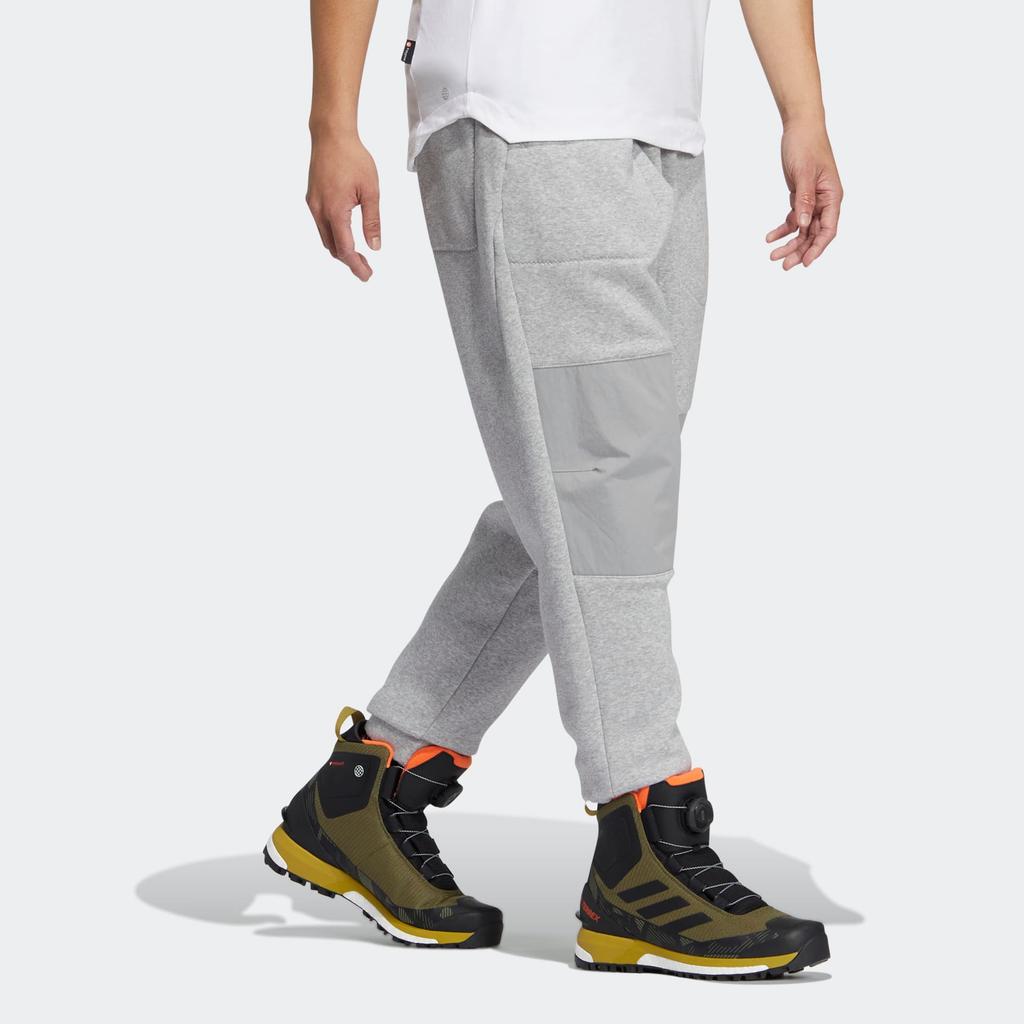 Adidas Logo Print Waist Elastic Sweatpants Men Bottoms Gray HM9714