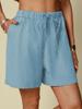 Pantaloncini Casual da Donna 2024 in Cotone e Lino con Vita Elastica e Coulisse