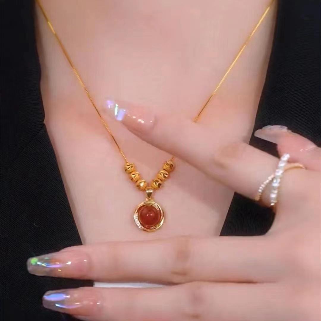 

Бусины акации, ожерелье из бисера Luk Fu для женщин, простые и универсальные, высококачественные транспортные бусины, цепочка на ключицу