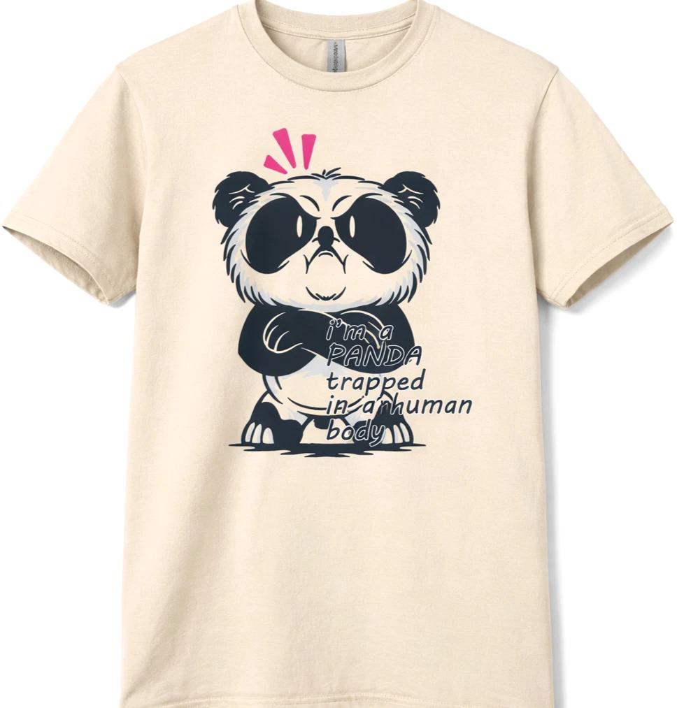 Im A Panda Trapped In A Human Body Funny Graphic Tee Cute Animal Humor Shirt. L
