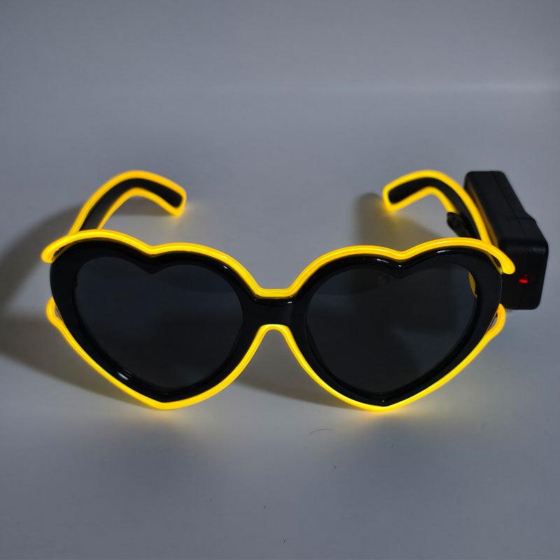 Pink Heart Glitter Light-Up Glasses for Parties and Photography