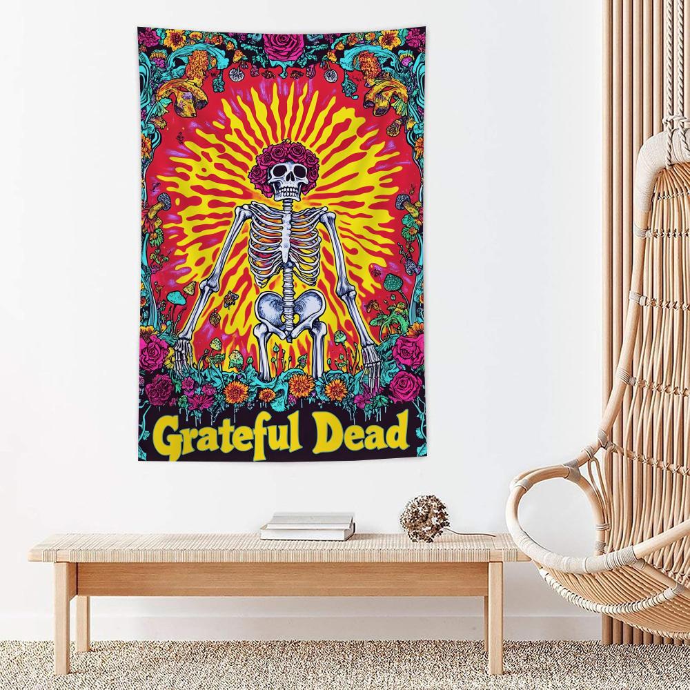 Rock Band GGrateful Dead Tapestry Microfiber Wall Hanging For Bedroom Living Room Decor Outdoor Festival Garden Bar Background
