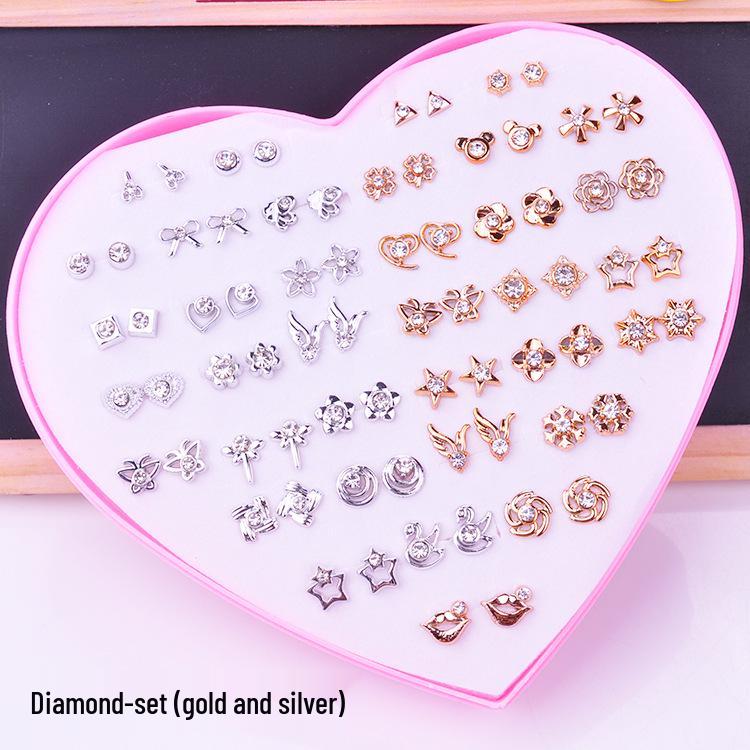 Women's Heart Stud Earrings Set in Acrylic Resin - Boxed Jewelry Accessory