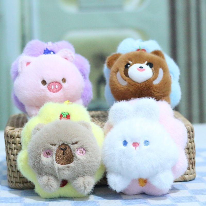 Creative Plush Animal Keychain Soft Fluffy Rabbit Doll Keyring For Purses And Bags