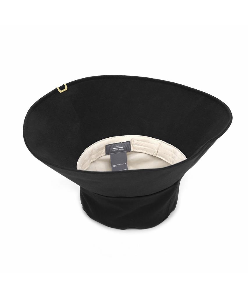Eondeokeonteulolseutyudio Cotton Wide Bucket Hat Wide Bucket / Big Eye Linen / M Black