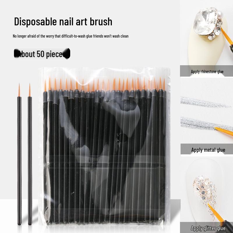 

Nail Art Disposable Brush Set - Pointed & Fill-in Gel Brushes, No-Wash, Salon Tools