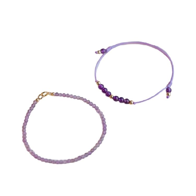 

Layer Amethyst Crystals Bracelet Gold Bead Detail Stackable Wrist Jewelry for Birthdays Anniversary Gifts 1