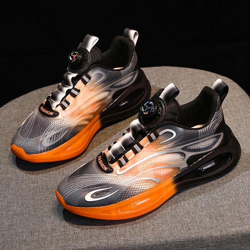 Rotating button men's shoes autumn breathable mesh versatile casual popcorn shock-absorbing air cushion sneakers dad shoes