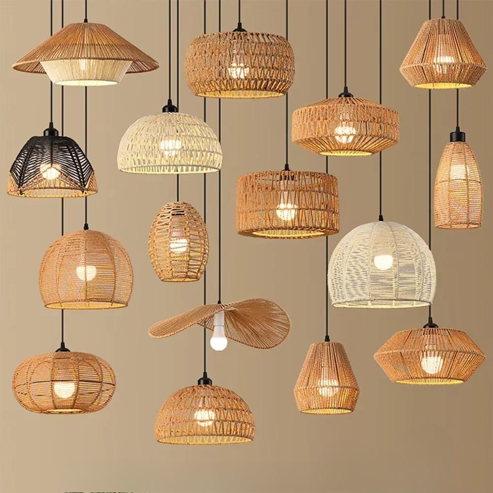 Korbgeflecht Lampe Kreatives Design Rattan Deckenleuchte für Teestuben Homestays Dekorative Pastorale Retro Pendelleuchte Leuchte