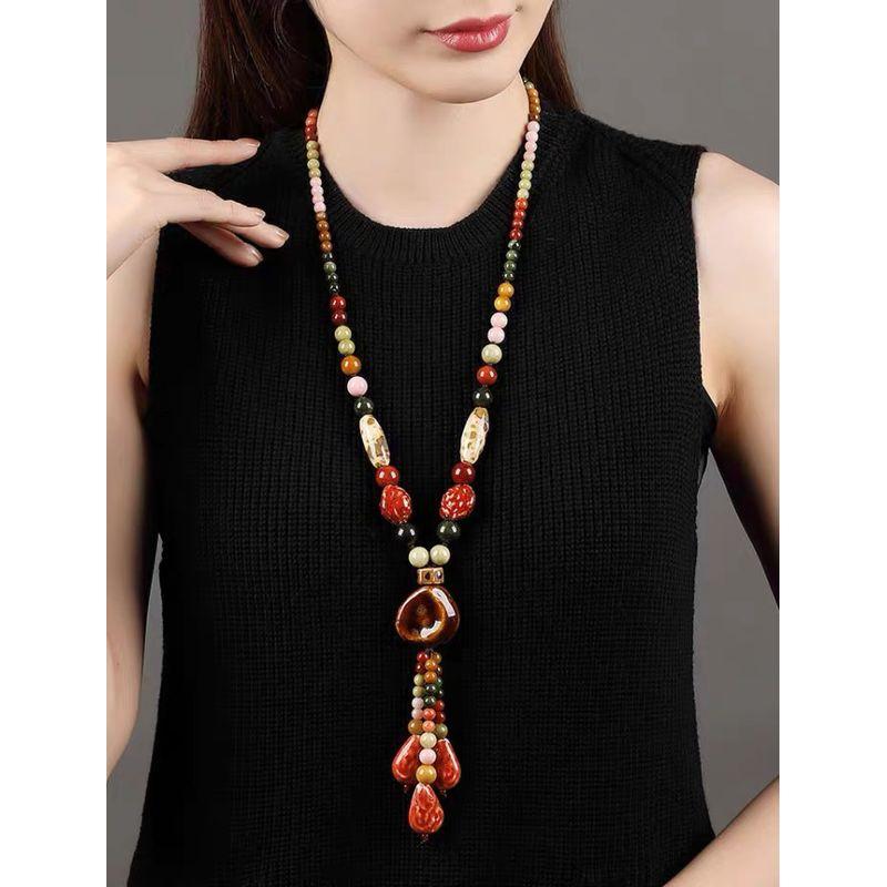 

Этнический стиль Высококачественная керамическая цепочка для свитера Женская длинная подвеска на все случаи жизни Осенне-зимнее ожерелье 2025 Новая бижутерия Подвеска Ethnic sweater chain 110cm