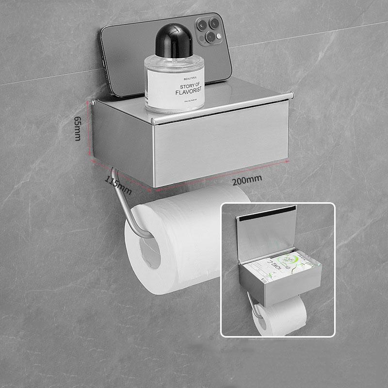 Gun Gray 304 Stainless Steel Bathroom Paper Roll Holder Wall-mounted Toilet Tissue Box Paper Towel Rack Bathroom Accessories