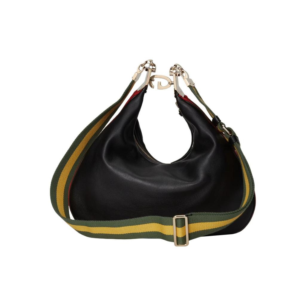 Gucci Attache Series Gold Hardware Detachable Woven Shoulder Strap Leather Crossbody Bag Large Women bags Black 702823-UXWBG-1037
