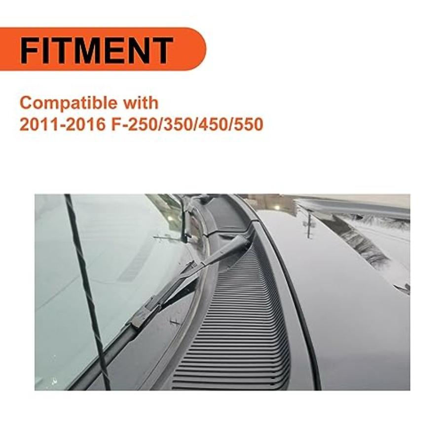 

Windshield Wiper Cowl Vent Grille Cover Panels Kit for 20112016 F250 F350 F450 F550 Trucks Black Finish Complete Set for Both D United States
