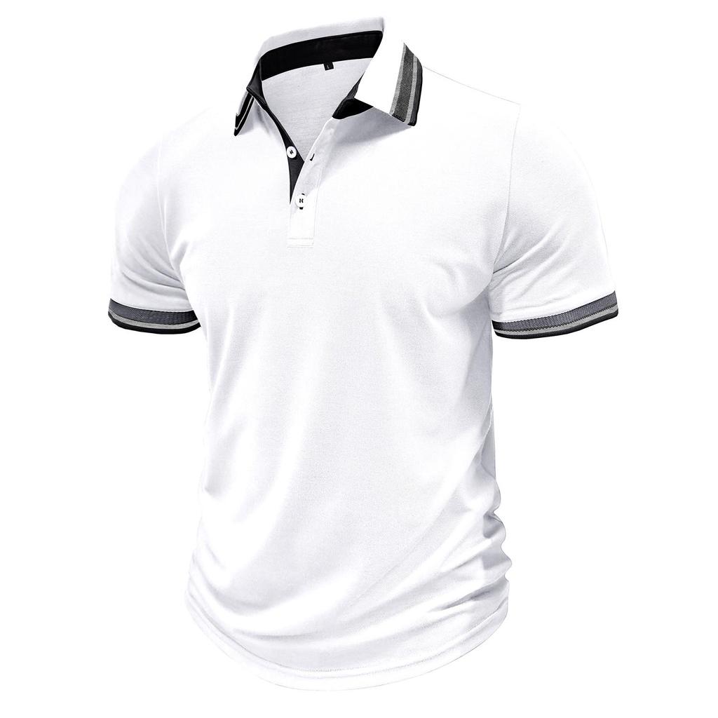 T-shirt da uomo Polo a maniche corte a blocchi di colore Colletto con bavero Top Camicia da tennis da golf casual estiva quotidiana da uomo