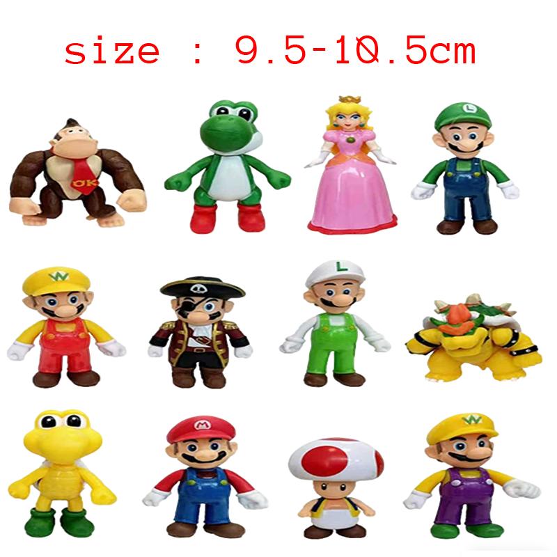 

Luigi Figures Plaything Set Yoshi Koopa Troopa Boo Toad Princess Peach Model Dolls Ornament Collection Gifts Minor Flaws