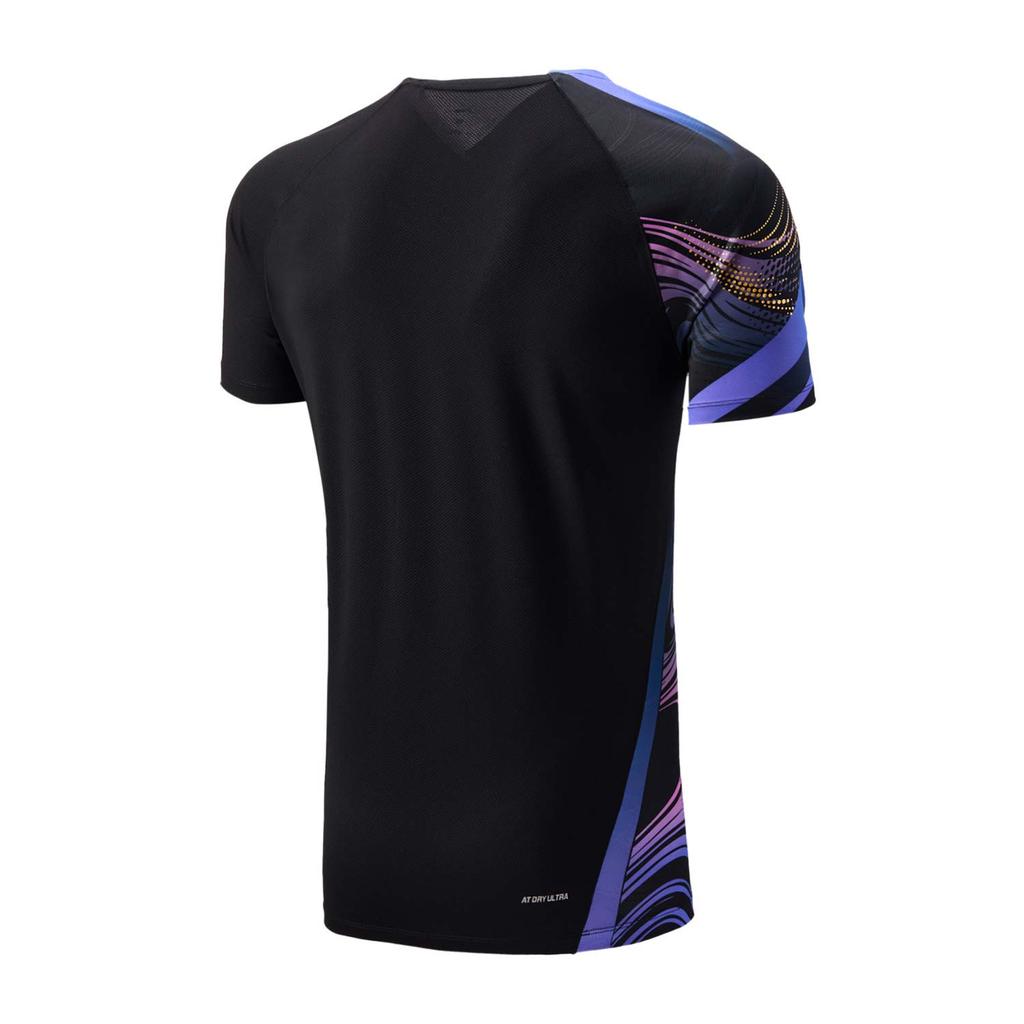 Li Ning Badminton Series Sportovní ležérní Jednoduché Tričko s krátkým rukávem Badminton Unisex Topy Černé AAYV165-1