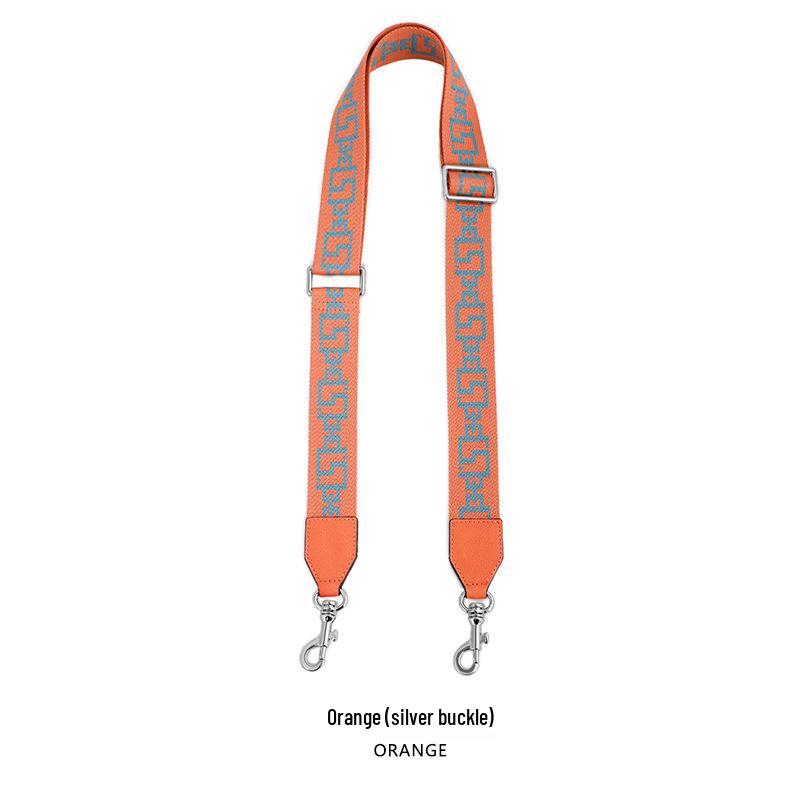 MHS-F-43 Crossbody Bag with Wide Lychee Grain Leather Strap and High-End Canvas Chain Pattern