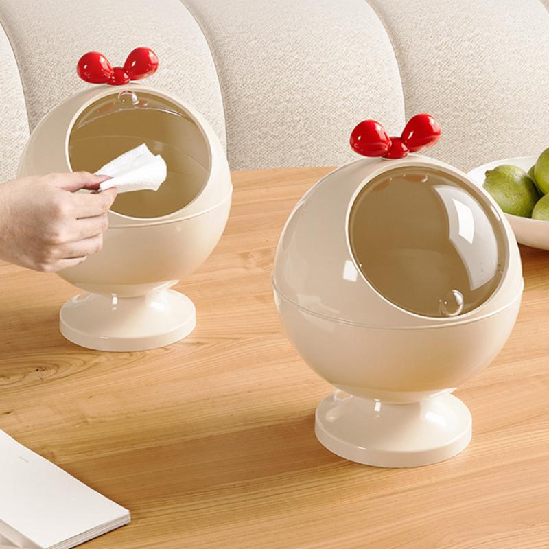Desktop Trash Can Mini Hairpin Storage Bowl Plastic Round Hair Accessories Container With Lid