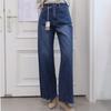 New Arrivals Open Run Women Blue Bootcut Cotton Denim Pants