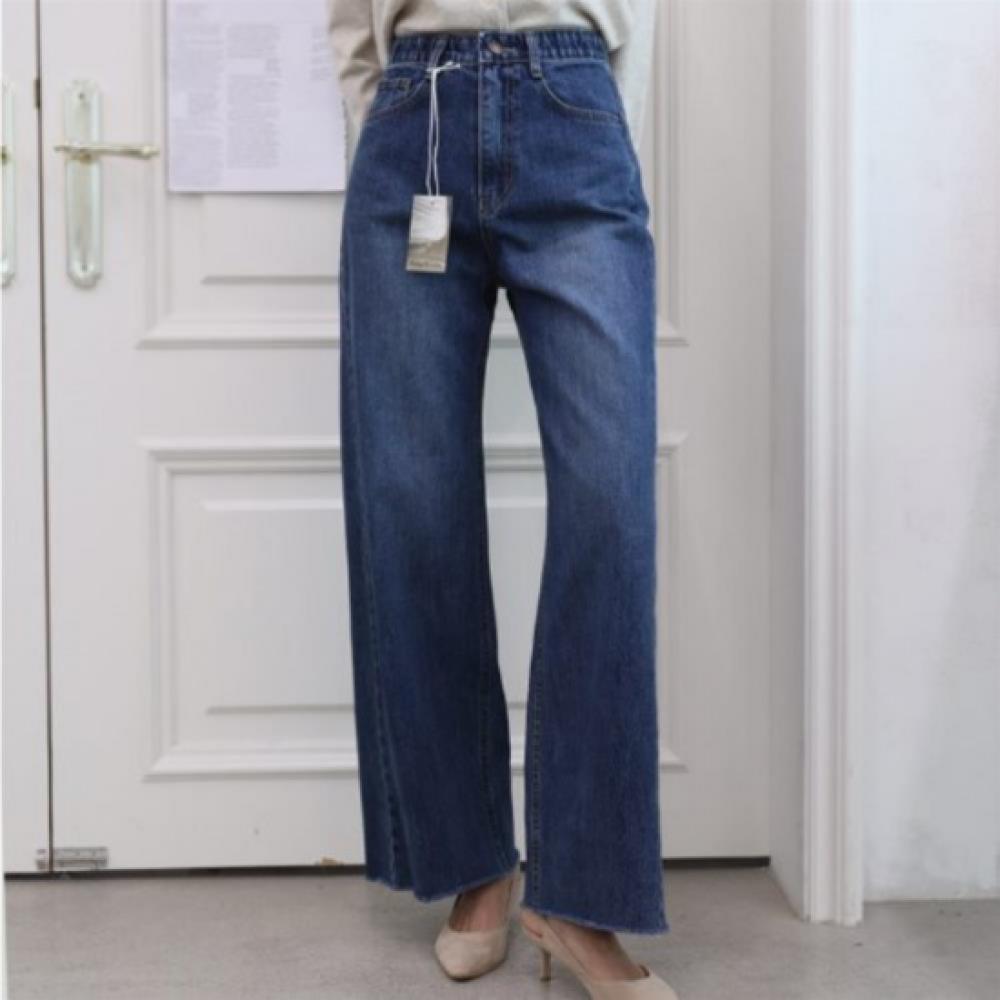 New Arrivals Open Run Women Blue Bootcut Cotton Denim Pants