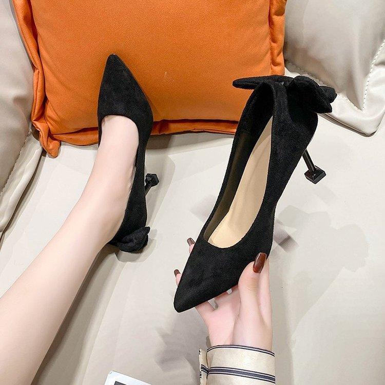 Spring 2025 New Versatile Stiletto Niche Design Bow Stiletto Temperament High Heels Pointed Single Shoes Women