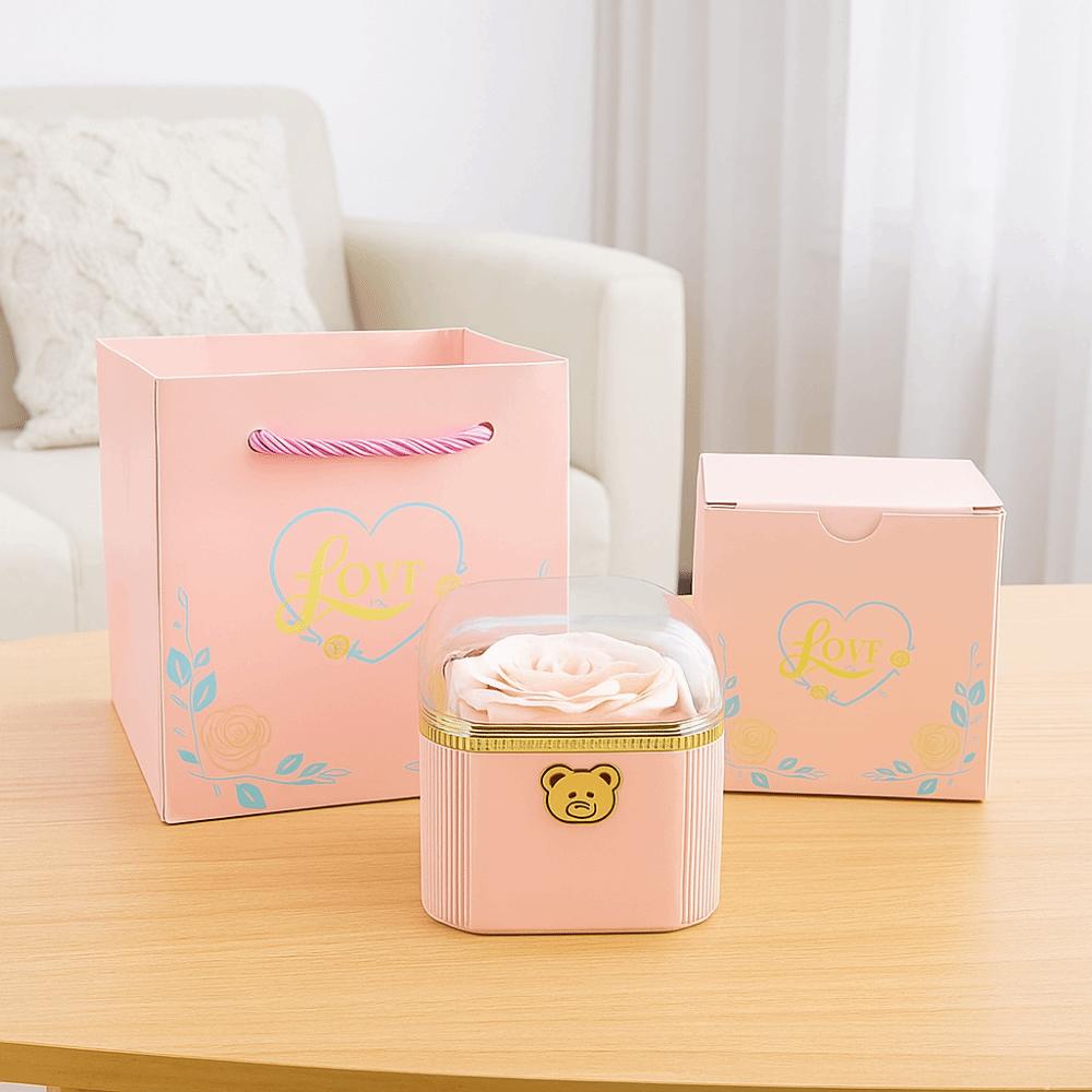 Cute Rotating Rose Box Romantic Surprise Jewelry Storage Box Necklace Storage Case  Mother's Day