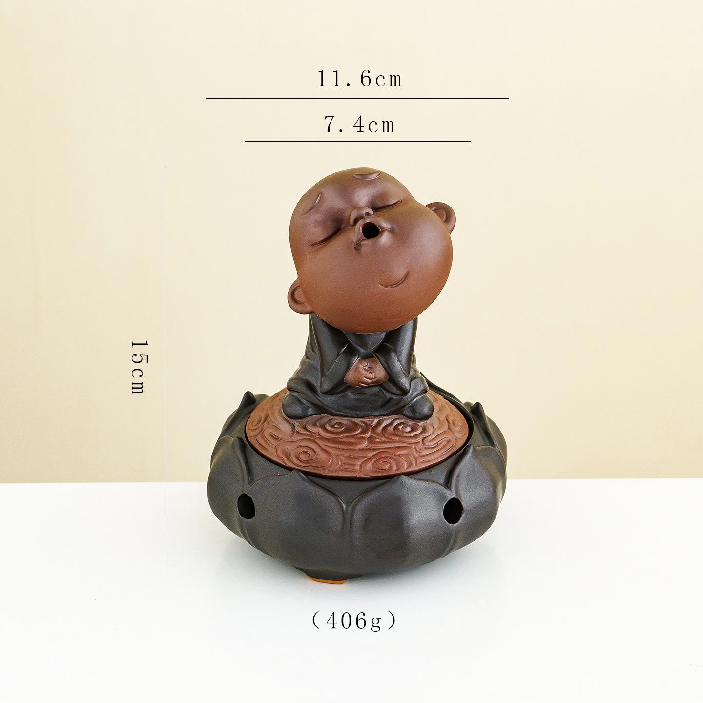 Ceramic Zen Monk Incense Burner - Cute Desktop Ornament for Home & Tea Room Decor