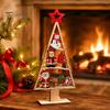 Holiday Party Table Centerpiece Wooden Tabletop Christmas Tree Decor, Hollow Xmas Ornament, Farmhouse Gift for Kids Desktop Home Decoration,