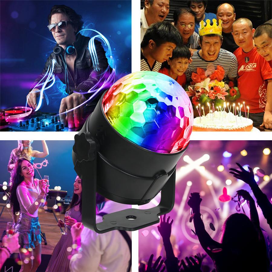 RGB Flashing Disco Ball Party Lights, LED Stage Spotlight w/Rotating Effects,Christmas Halloween Karaoke Wedding Birthday Decor