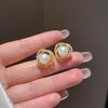 Exquisite 5A Grade Natural Freshwater Pearl Stud Earrings with Intertwined Double Rings and Diamond Setting for Women