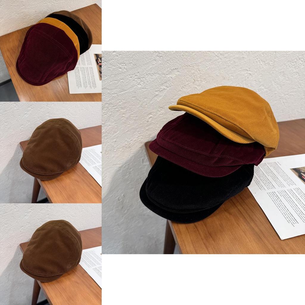 Vintage Streetwear Duckbill Hat With Polyester Corduroy Solid Color For Men And Women In Autumn