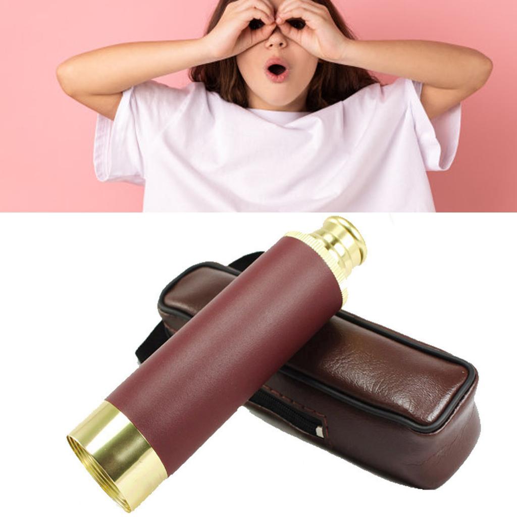 Retro Telescope Zoomable Spyglass Portable Handheld Telescope Vintage Monocular for Camping Boating