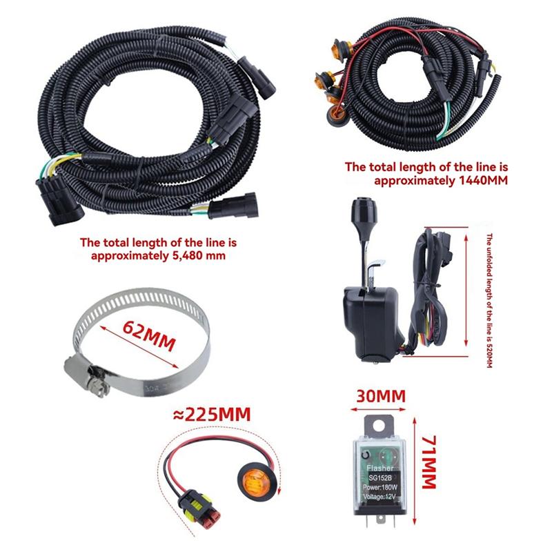 AB61-Universal UTV Turn Signal Kit With Column Turn Switch For Polaris, Pioneer, Talon, Can-Am, Kawasaki, Arctic Cat,Universal U