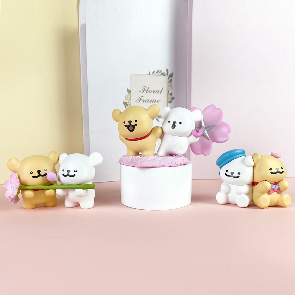 Dog Maltese Pvc Models Collectible With Cherry Blossom Design For Fans Gift