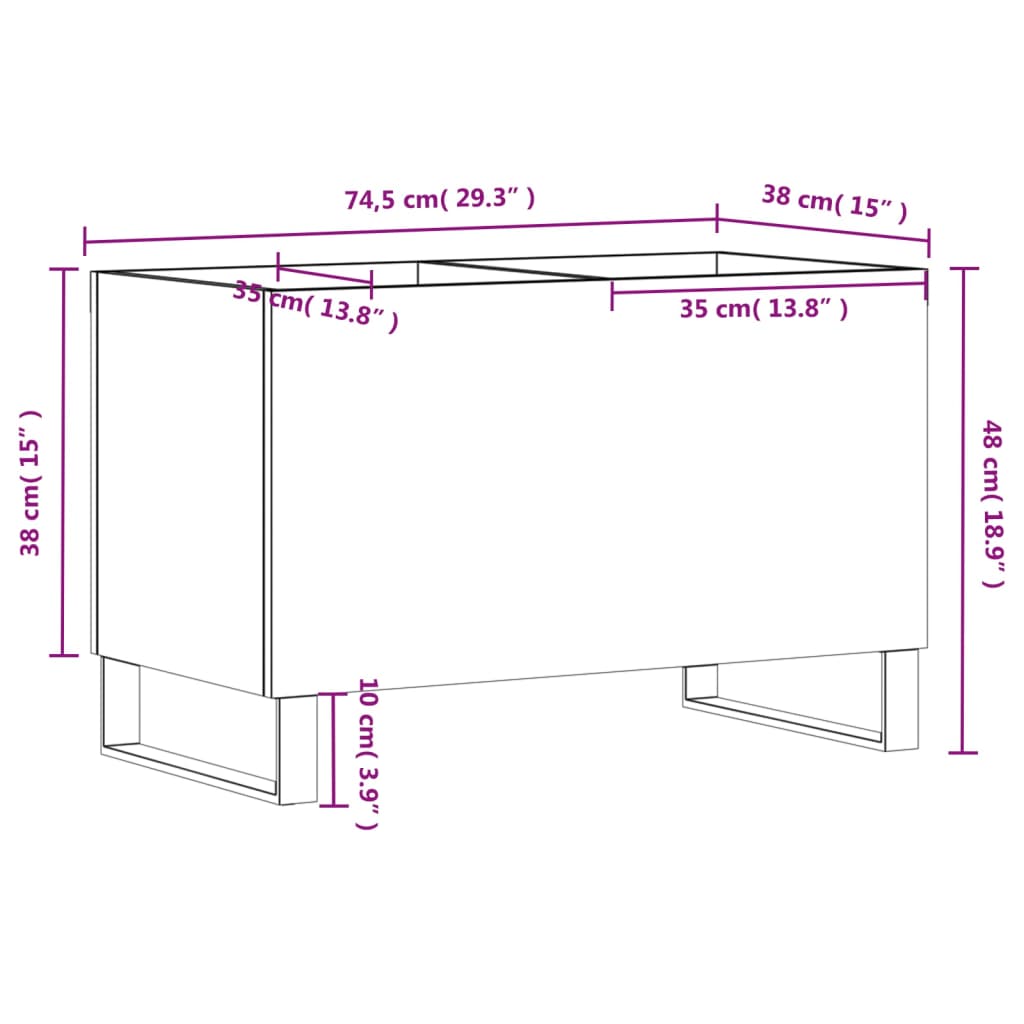 Record Cabinet Concrete Grey 74.5 x 38 x 48 cm Engineered Wood