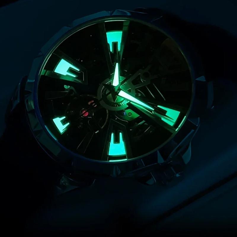Luksusowy Zegarek Męski Wodoodporny Luminescencyjny Wielofunkcyjny Automatyczny Mechaniczny Zegarek Szkieletowy