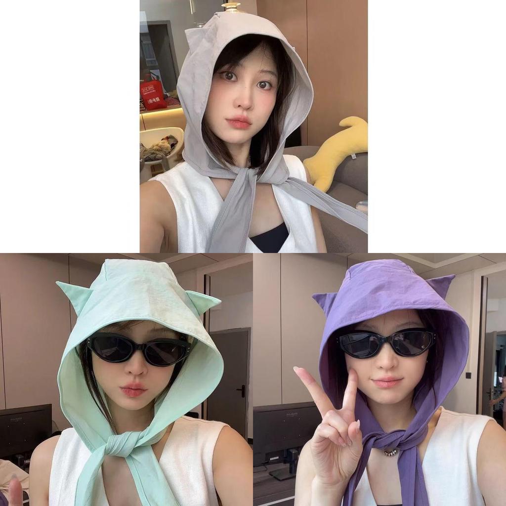 Cute Cat Ear Sun Hat With Large Brim For Womens Summer Sun Protection