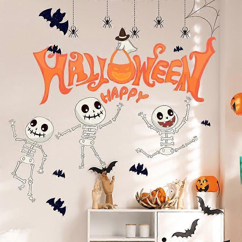 30*90CM funny skull family celebration Halloween glass showcase home wall decoration wall stickers 2 sheets
