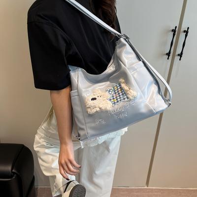 College-stil ny stor kapacitet toteväska tecknad hund mode axelremsväska vardagsryggsäck