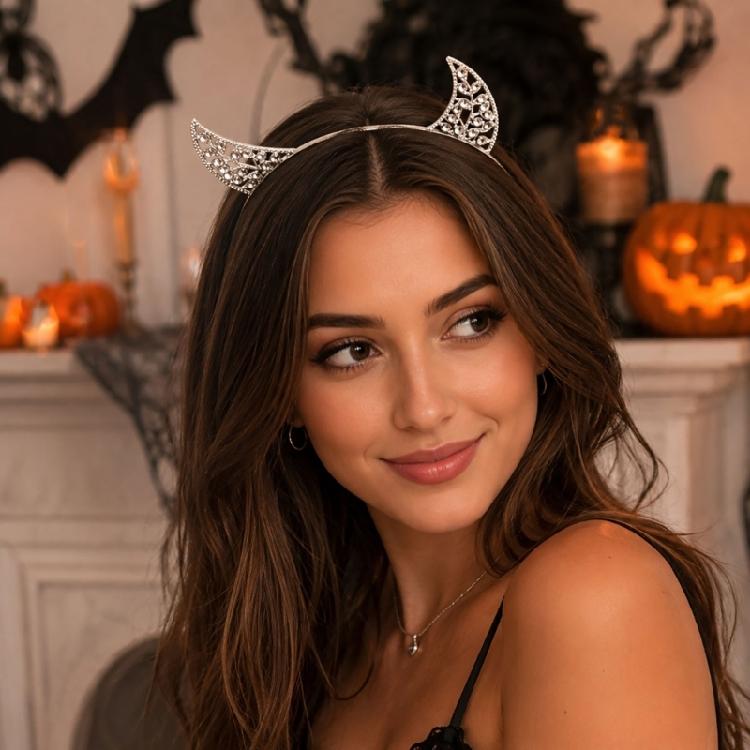 Openwork Devil Horn Costume Headband with Metal Look Frame for Cosplay Party Outfits, Photos, and Styling Dressingup