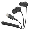 Stereo headphones with microphone, earplug type, Lightning 10.0mm, black