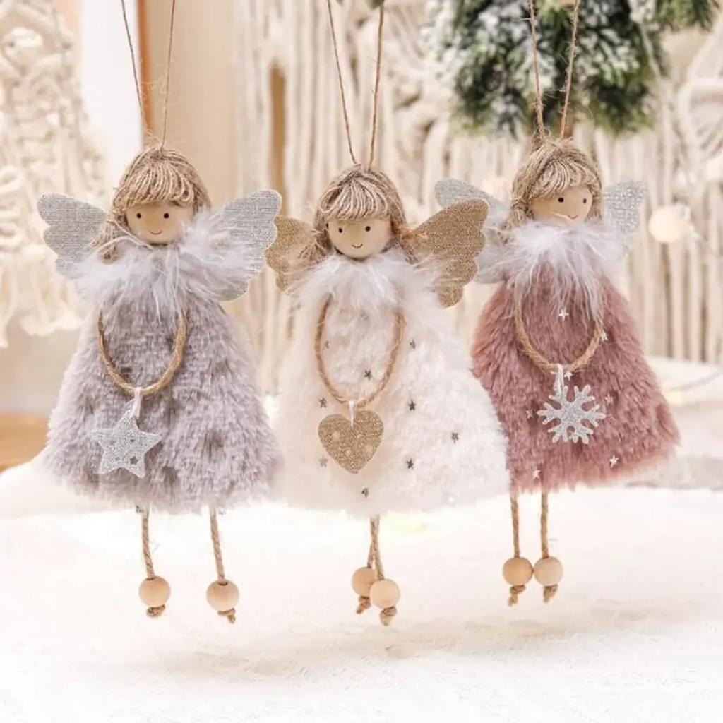 Angel Doll Pendants Christmas Plush Ornaments Plush Angel Ornaments for Christmas Party New Year Valentine's Day Decoration