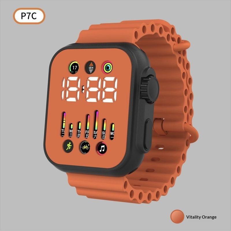 Electronic Watch Hollow Week Digital Sports Student LED Electronic Watch Couple Hollow Color Screen Watch Week Square Electronic Watch