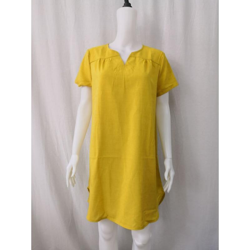 Summer Loose Short Sleeve V-neck Short Dress Women Plus Size Fashion Elegant Thin Party Casual A-line Dress Female Simple Solid Color Women's Clothing