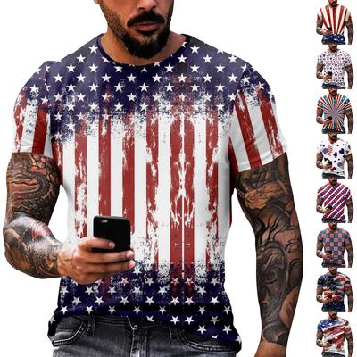 Independence Day Print - Men's Printed Casual Round Neck Short Sleeved T-shirt