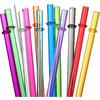 24 PCS, Reble Straws with 4 Brushes, 10.5" Long Tritan Hard Plastic Straws, 12 Colors Translucent Replacement Drinking for 16OZ-32 OZ Tumblers, Cups,