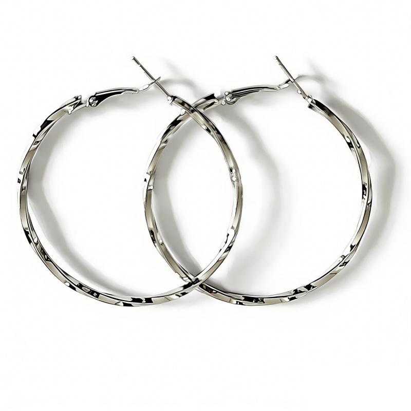 

2026 Trendy New Copper Color Hoop Earrings for Women Twisted Wave Metal Loop Earrings Bohemian Hiphop Style Party Ear Zircon
