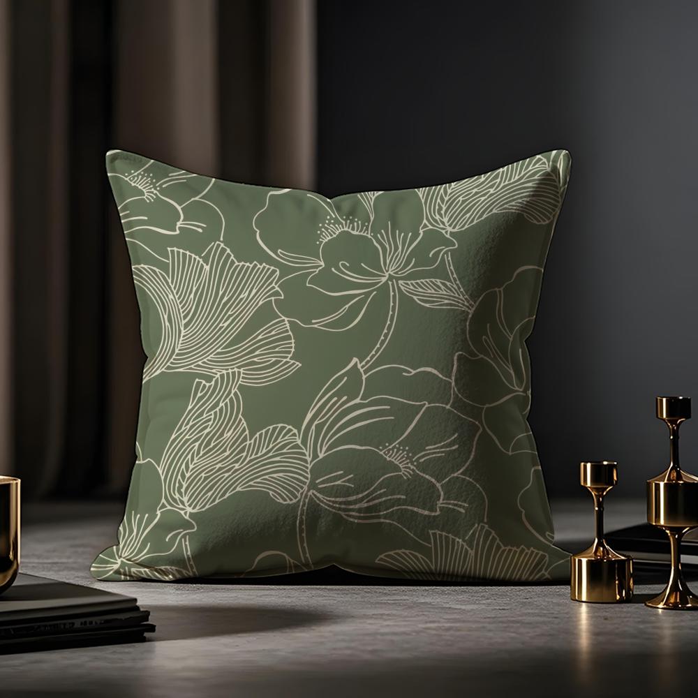 Printing Style Cushion Cover Anti-dustmite Pillowcase Invisible Zipper Silky Short Plush Sofa Cushion Cover