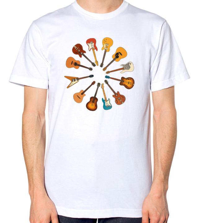 

Circle Of Strings Guitars Wheel Tee Musical Instrumental Top Unisex T-Shirt XL