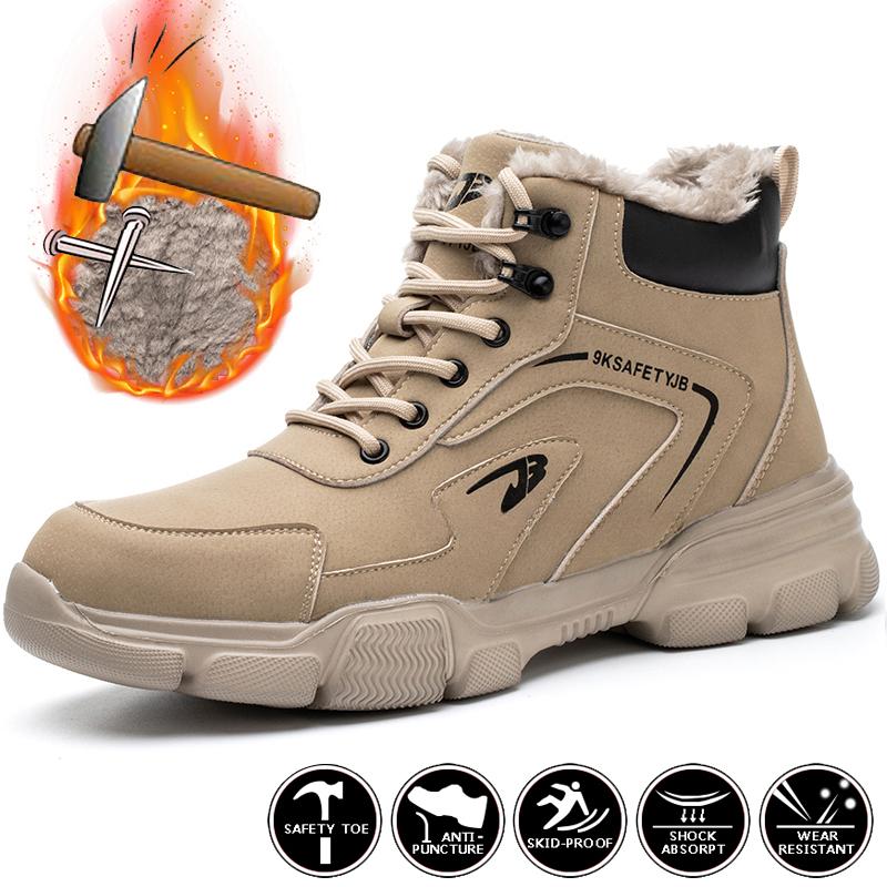 Men Winter Work Boots Safety Shoes Male Indestructible Safety Boots Men Women Work Shoes Footwear Puncture-Proof Steel Toe Boots